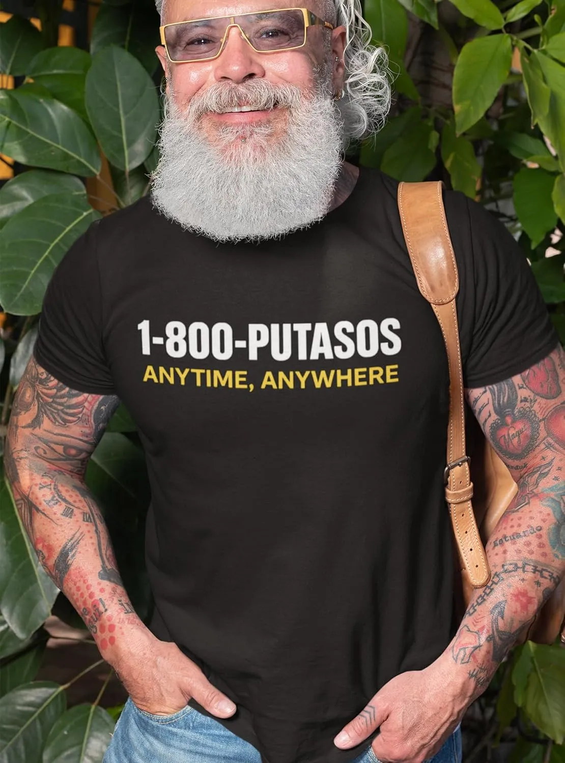 1-800-PUTASOS Funny Spanish Shirt  Latino Graphic Tee for Men & Women  Anytime Anywhere Chicano Humor T-Shirt