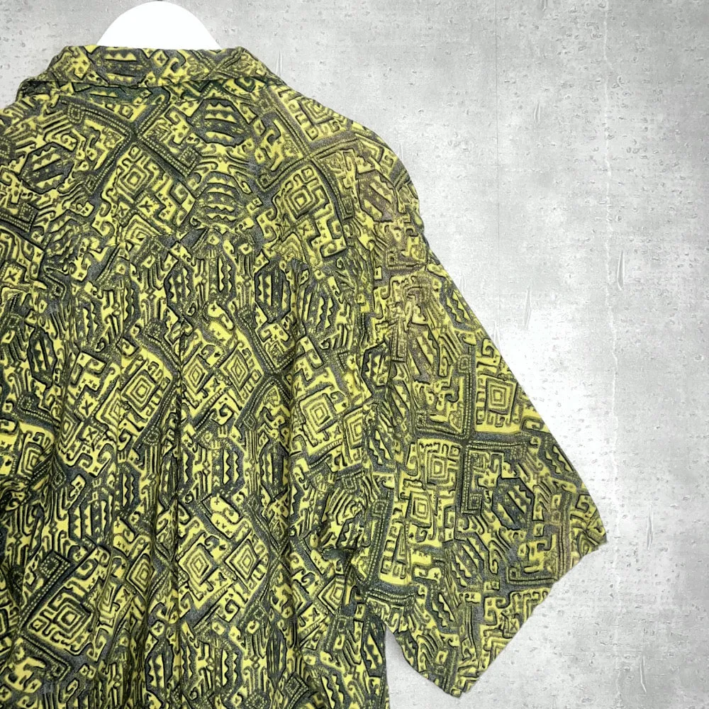 90'S / ETHNIC PATTERN RAYON SS SHIRT (UNISEX)