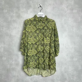 90'S / ETHNIC PATTERN RAYON SS SHIRT (UNISEX)