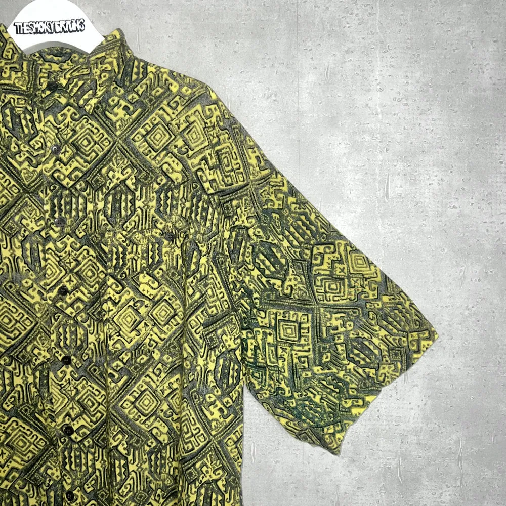 90'S / ETHNIC PATTERN RAYON SS SHIRT (UNISEX)