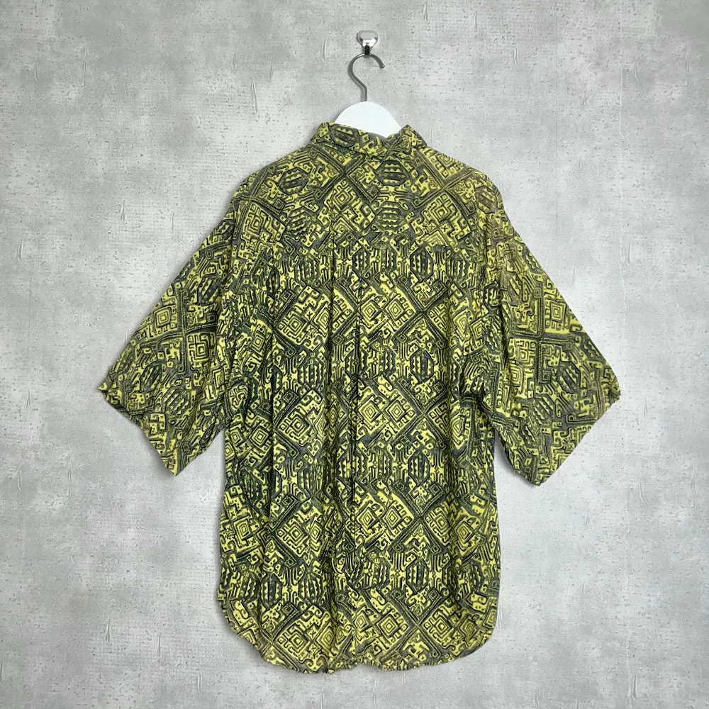 90'S / ETHNIC PATTERN RAYON SS SHIRT (UNISEX)