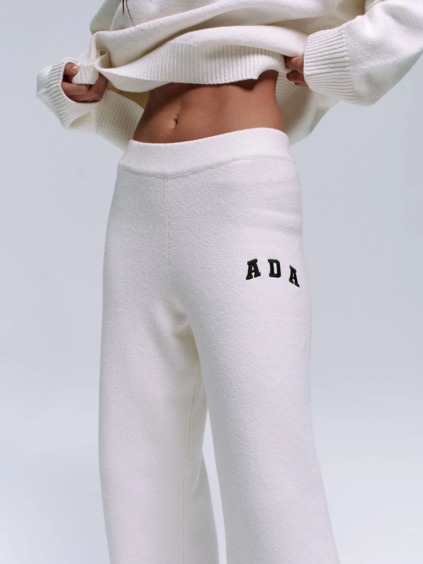 ADA Knit Straight Leg Sweatpants - Cream/Coffee Bean