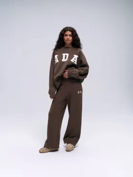 ADA Knit Straight Leg Sweatpants - Dark Cocoa Brown/Cream