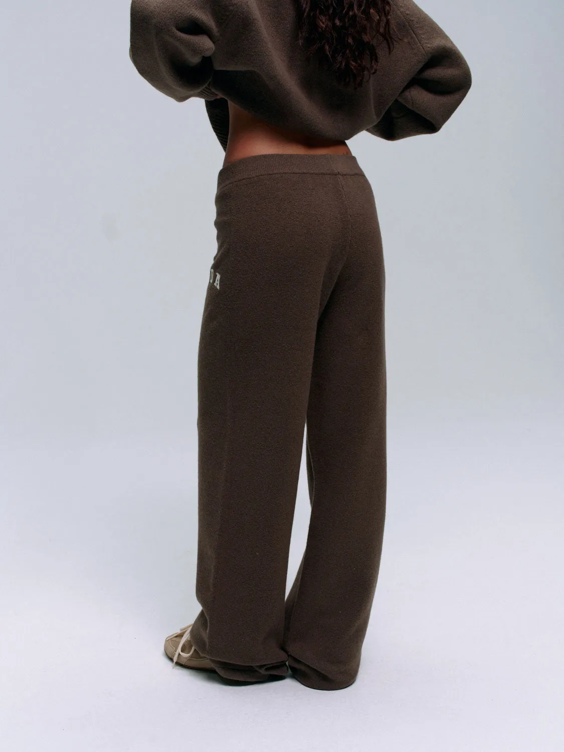 ADA Knit Straight Leg Sweatpants - Dark Cocoa Brown/Cream