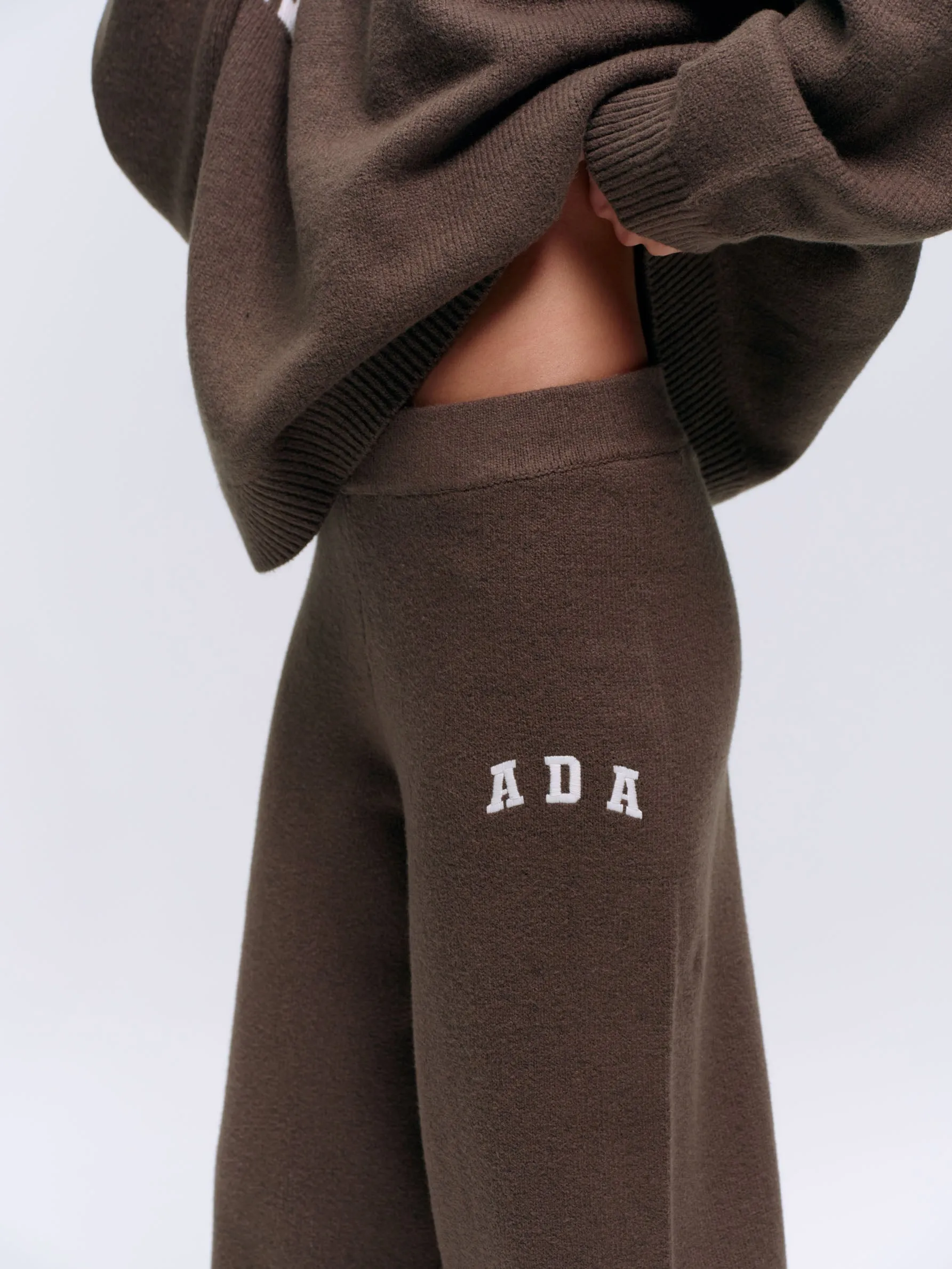 ADA Knit Straight Leg Sweatpants - Dark Cocoa Brown/Cream