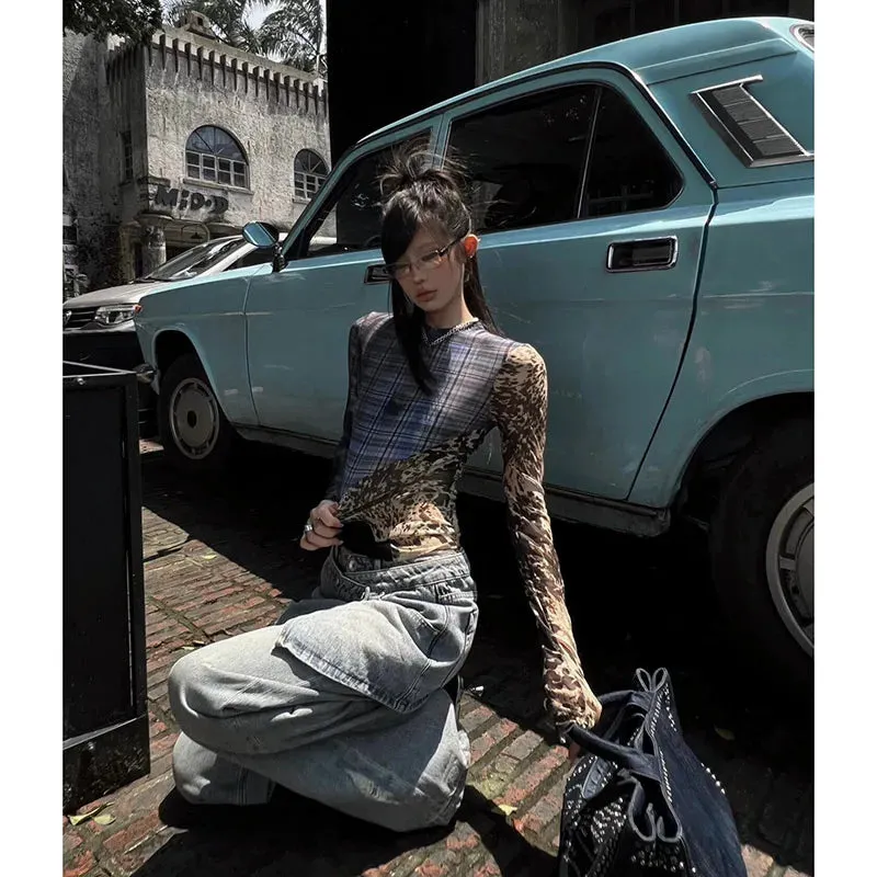 Aiertu 2024 Summer Women's Casual Blue Harajuku Jeans Vintage Loose Fit Washed Pants Y2K Wide Leg Punk Baggy Pockets Denim Trouser