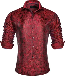 Alimens & Gentle Mens Paisley Shirts Dress Shirt for Men Western Cowboy Shirt Long Sleeve Button Down Shirt Wedding Party