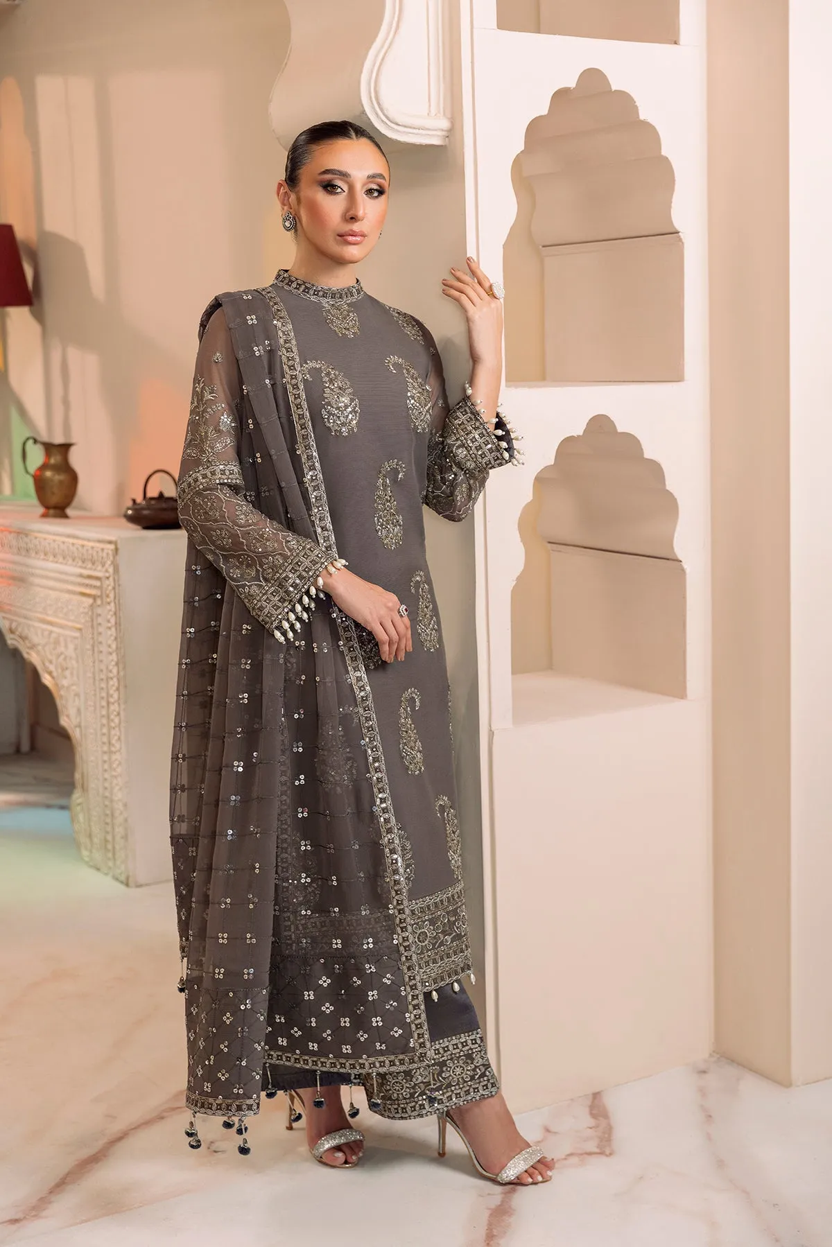 Alizeh Dua Luxury Formals – V01D06B- AMAYA ( GREY )