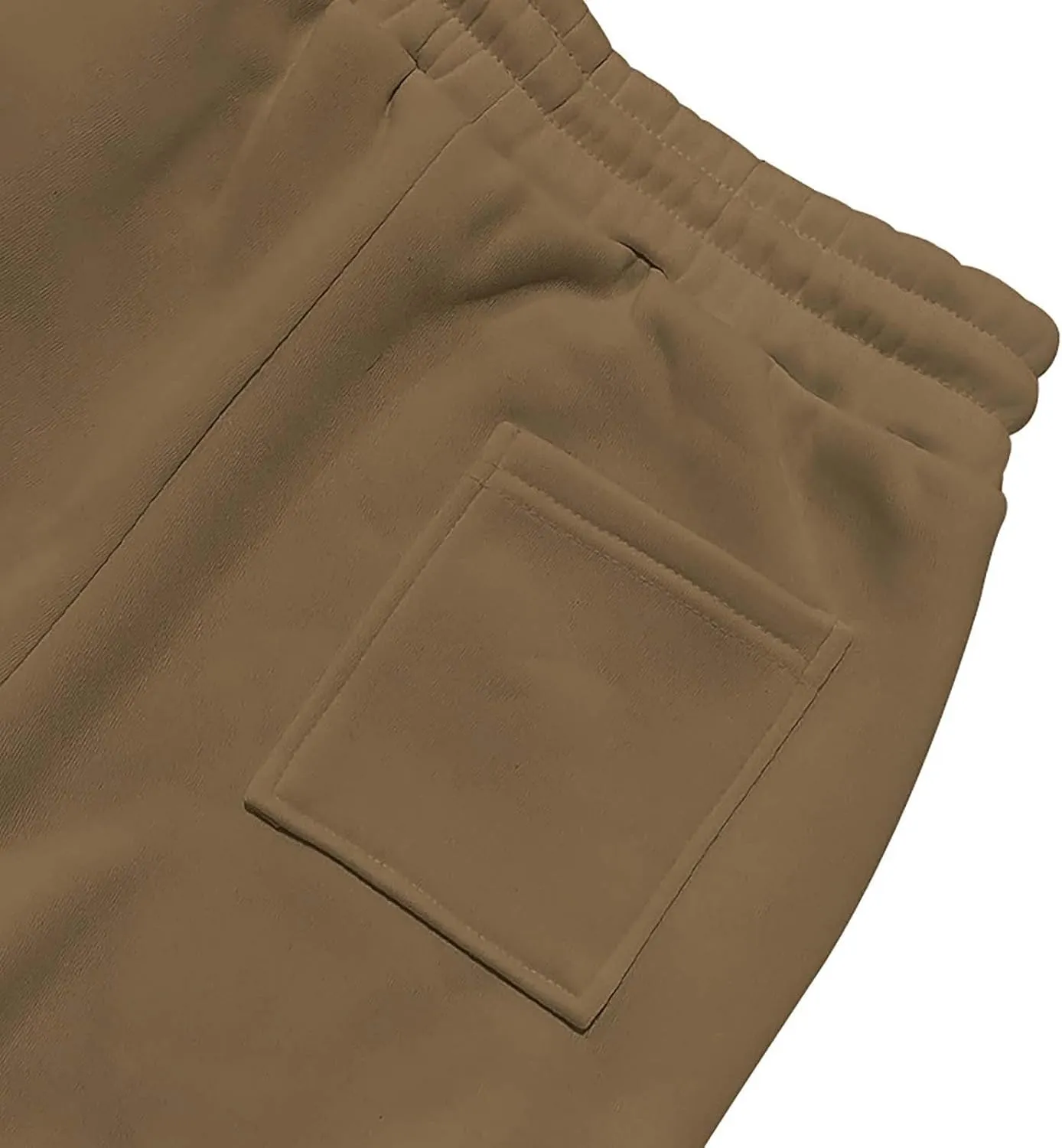 Baggy Cargo Sweatpants for Men Drawstring Waist Fleece Lined Joggers with Pockets Soft Athletic Workout Track Pants