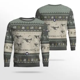 Boeing 247 Aircraft Ugly Sweater, Ugly Sweater Christmas Shirt for Men Dad Veteran
