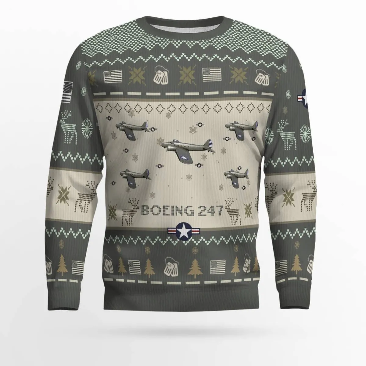 Boeing 247 Aircraft Ugly Sweater, Ugly Sweater Christmas Shirt for Men Dad Veteran