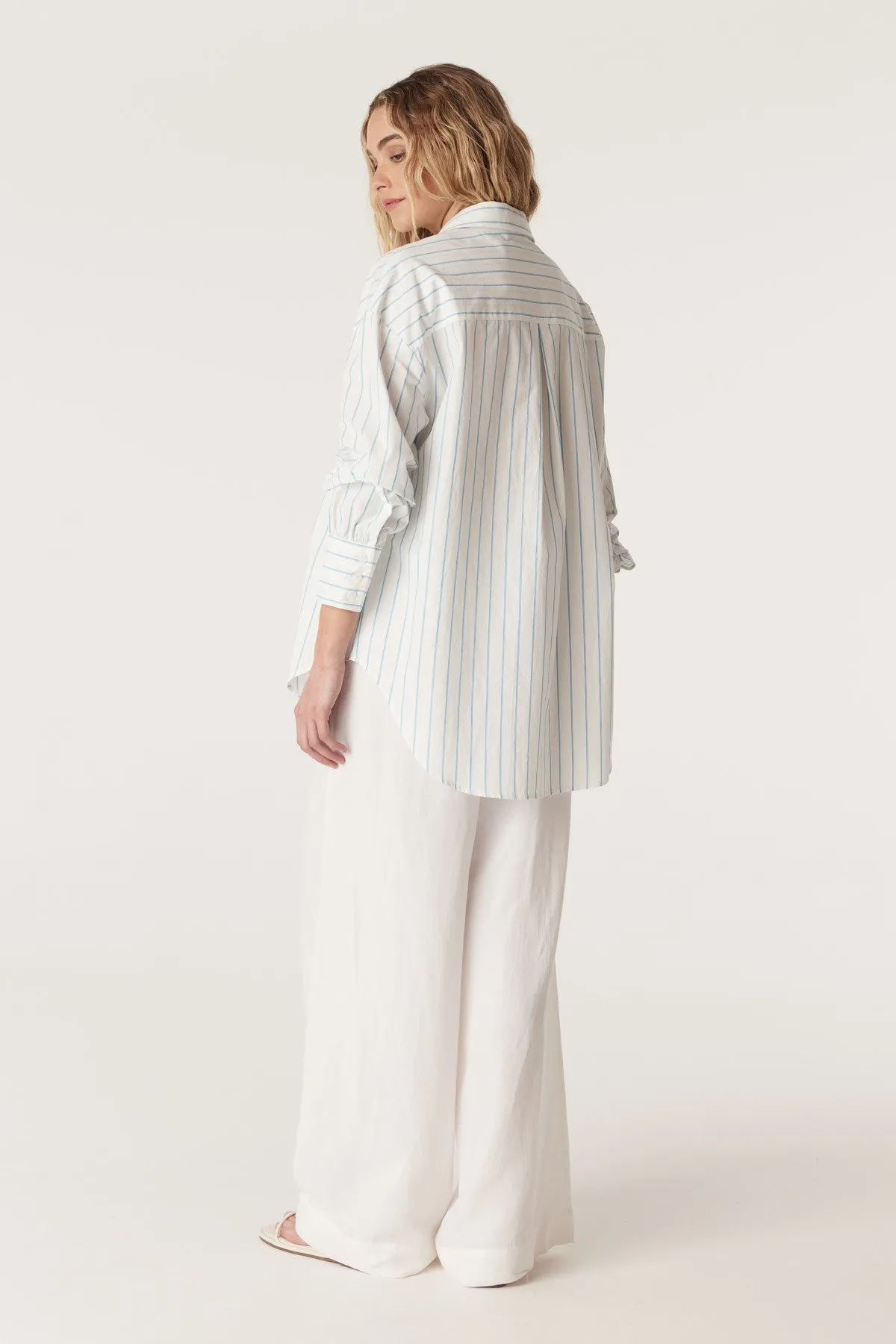 Boyfriend Shirt - Aqua Stripe