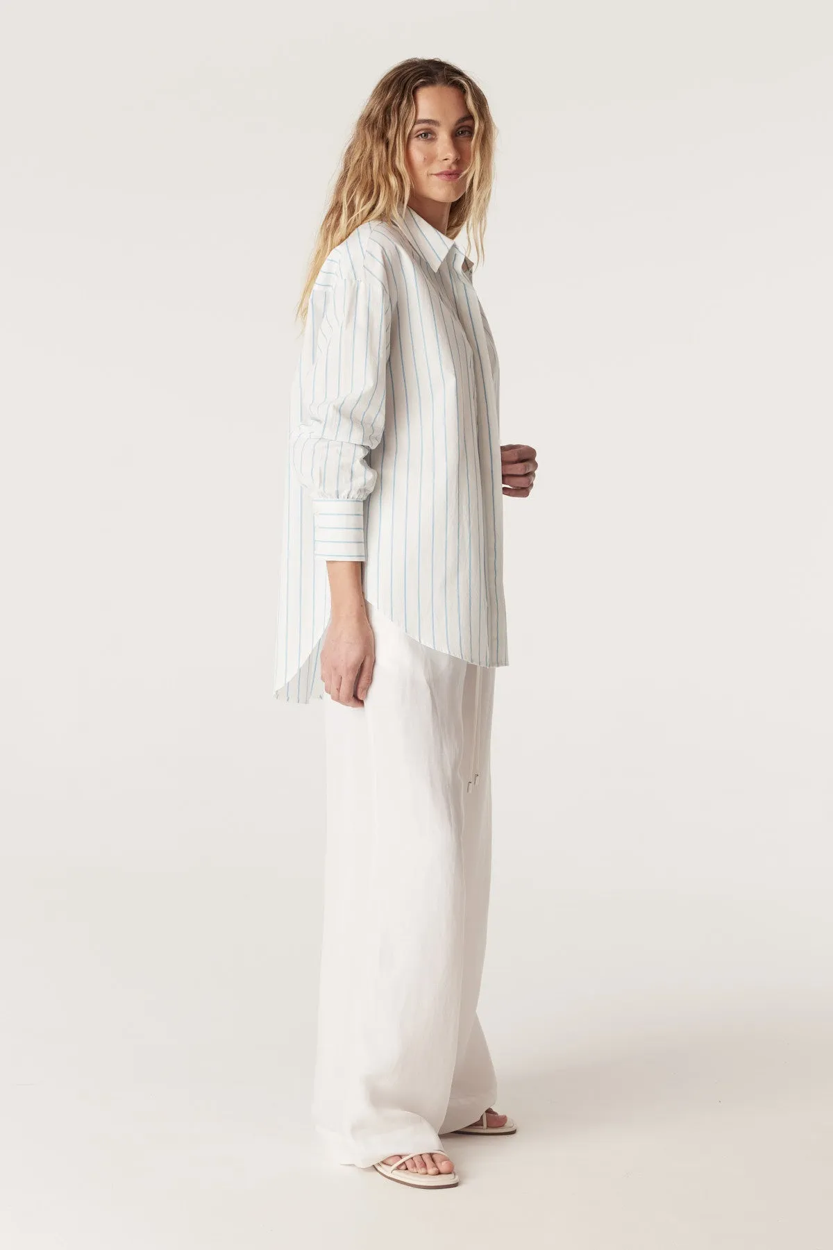Boyfriend Shirt - Aqua Stripe