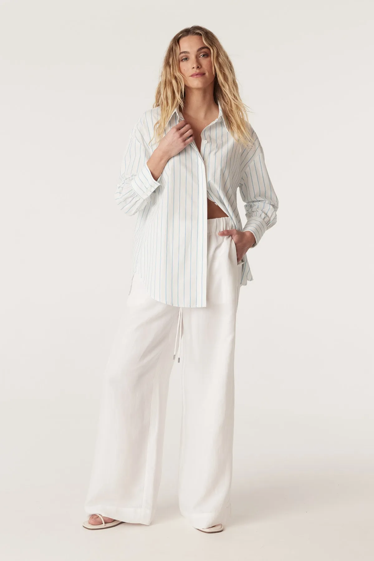 Boyfriend Shirt - Aqua Stripe