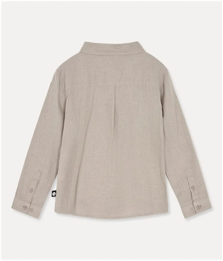 Boy's Long-sleeved Linen Shirt - Light Taupe