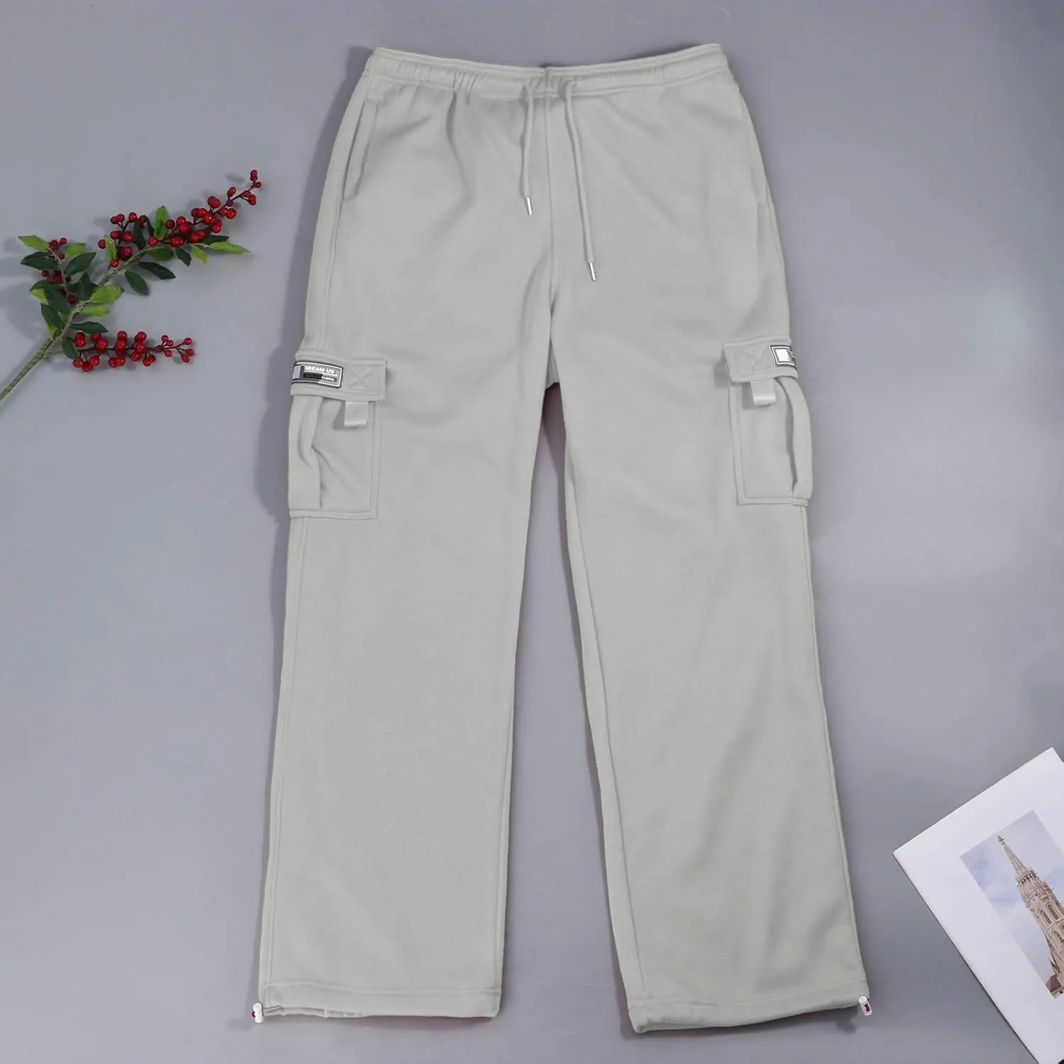 Cargo Sweatpants for Men Baggy Lightweight Athletic Joggers with Pockets Workout Mencomfy Open Bottom Sweat Pants