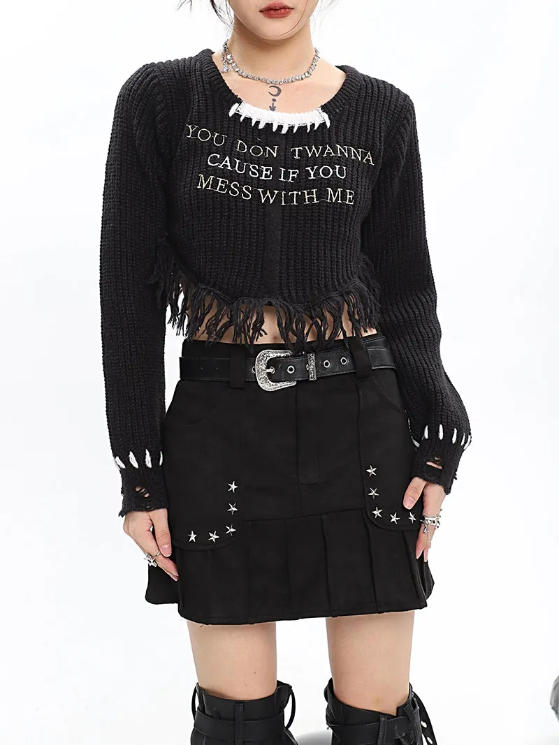 CAUSE IF YOU Knitted Cropped Sweater Top