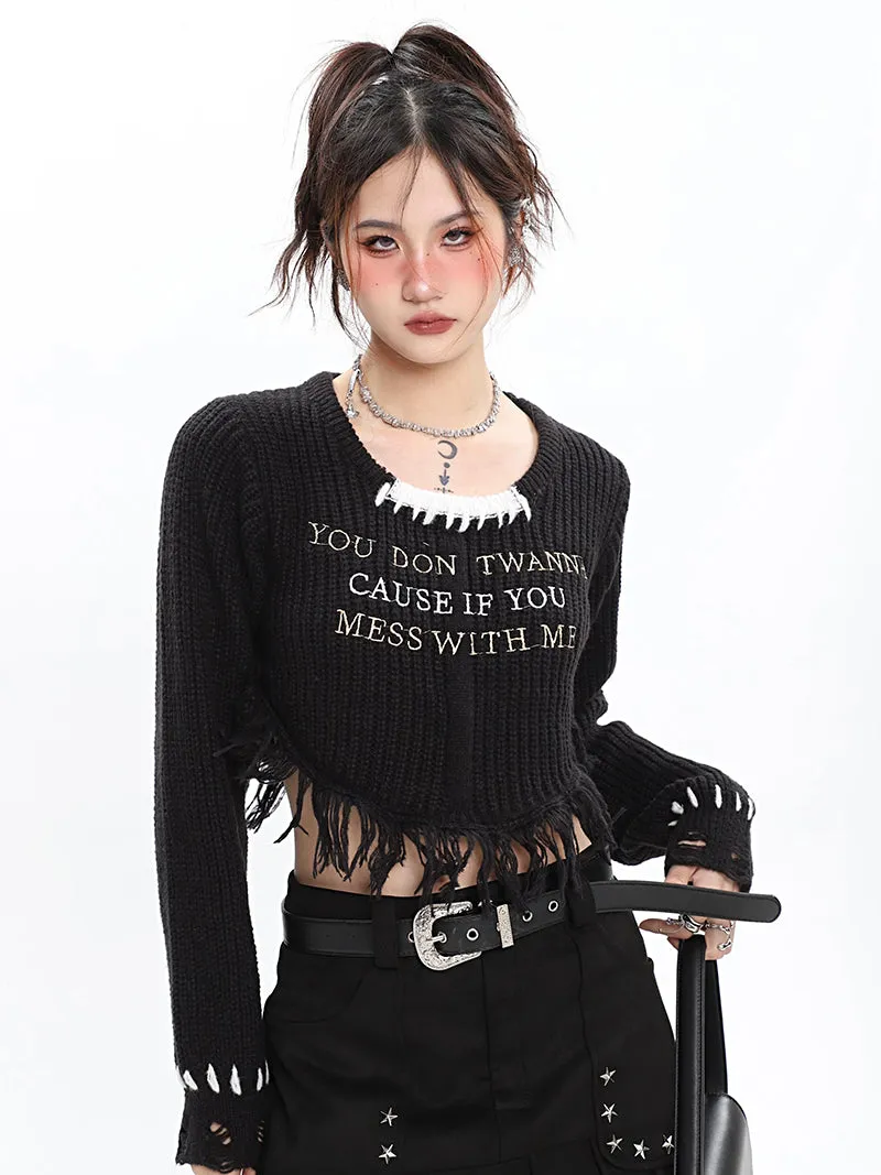 CAUSE IF YOU Knitted Cropped Sweater Top