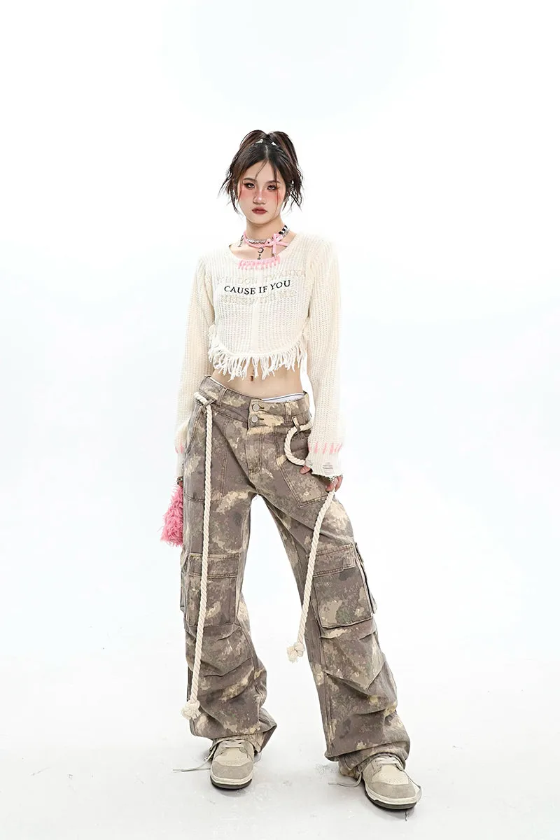 CAUSE IF YOU Knitted Cropped Sweater Top