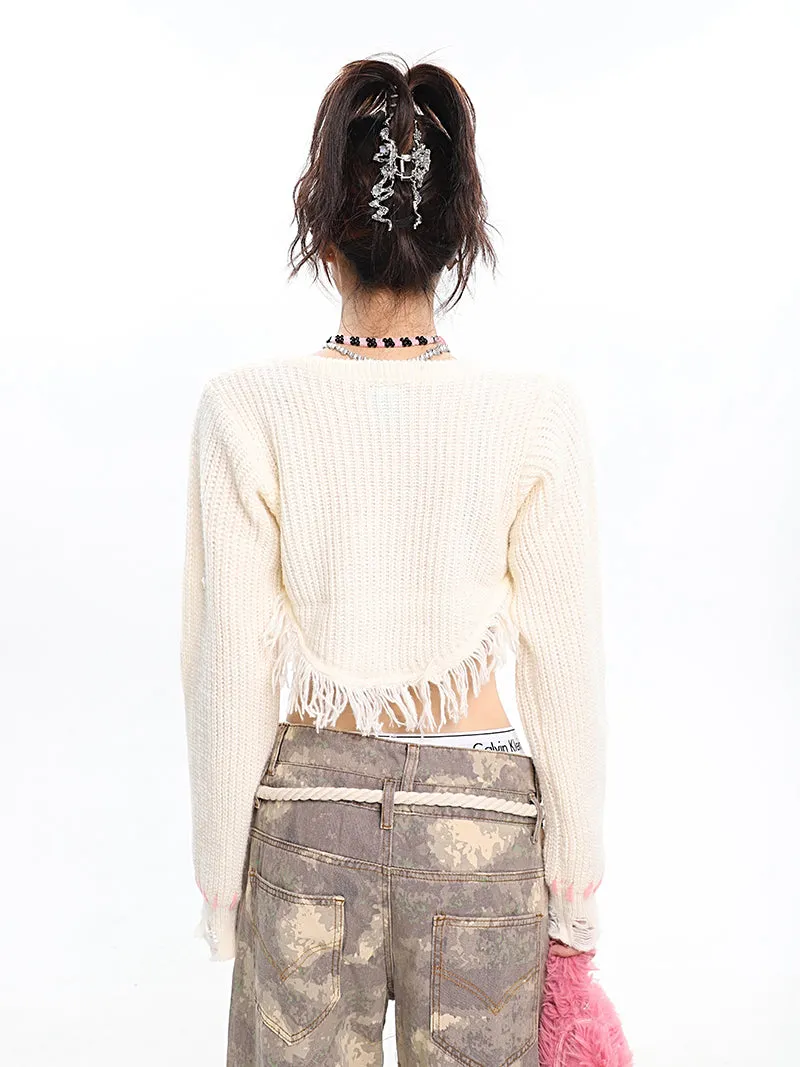 CAUSE IF YOU Knitted Cropped Sweater Top