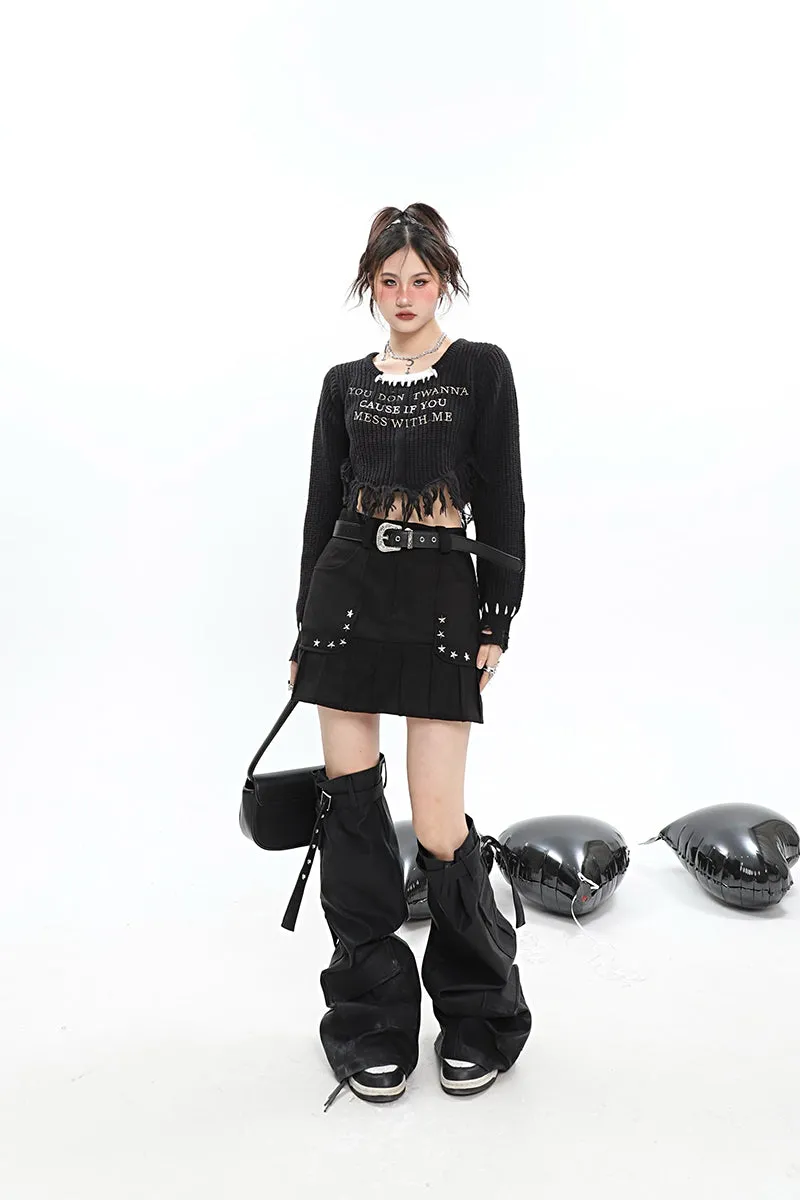 CAUSE IF YOU Knitted Cropped Sweater Top