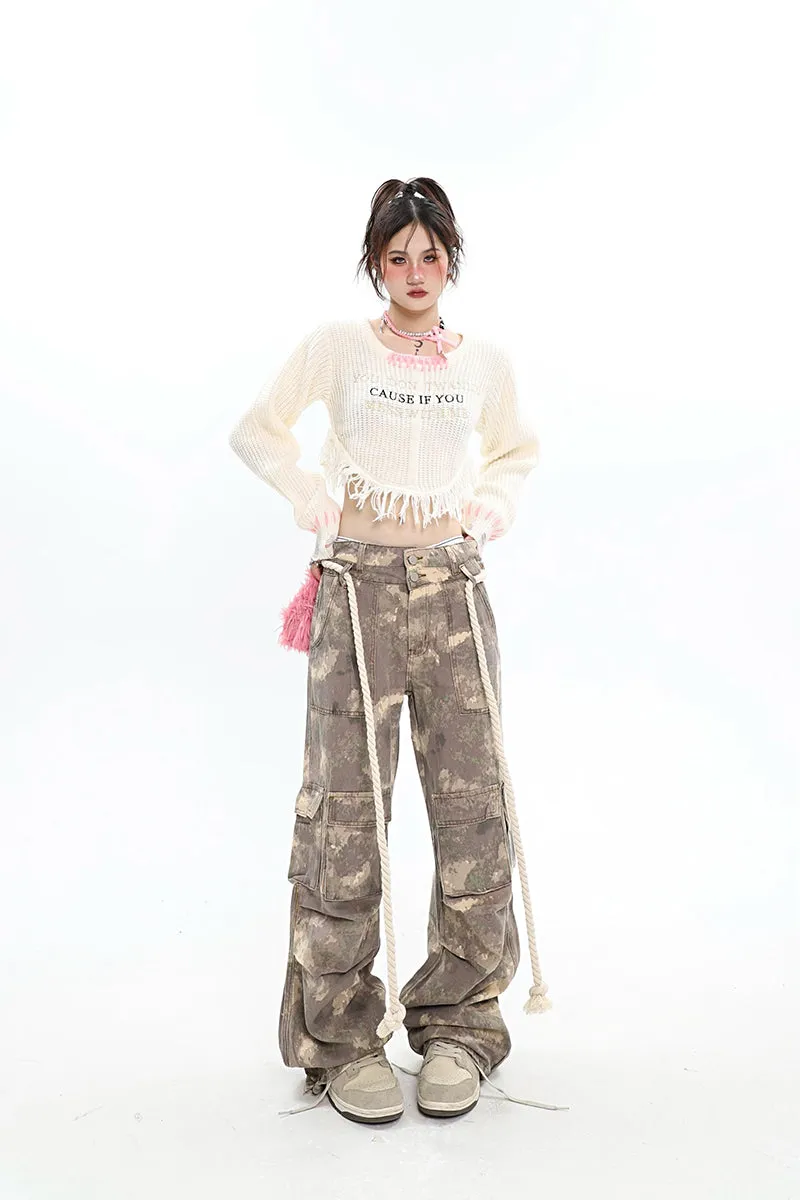 CAUSE IF YOU Knitted Cropped Sweater Top