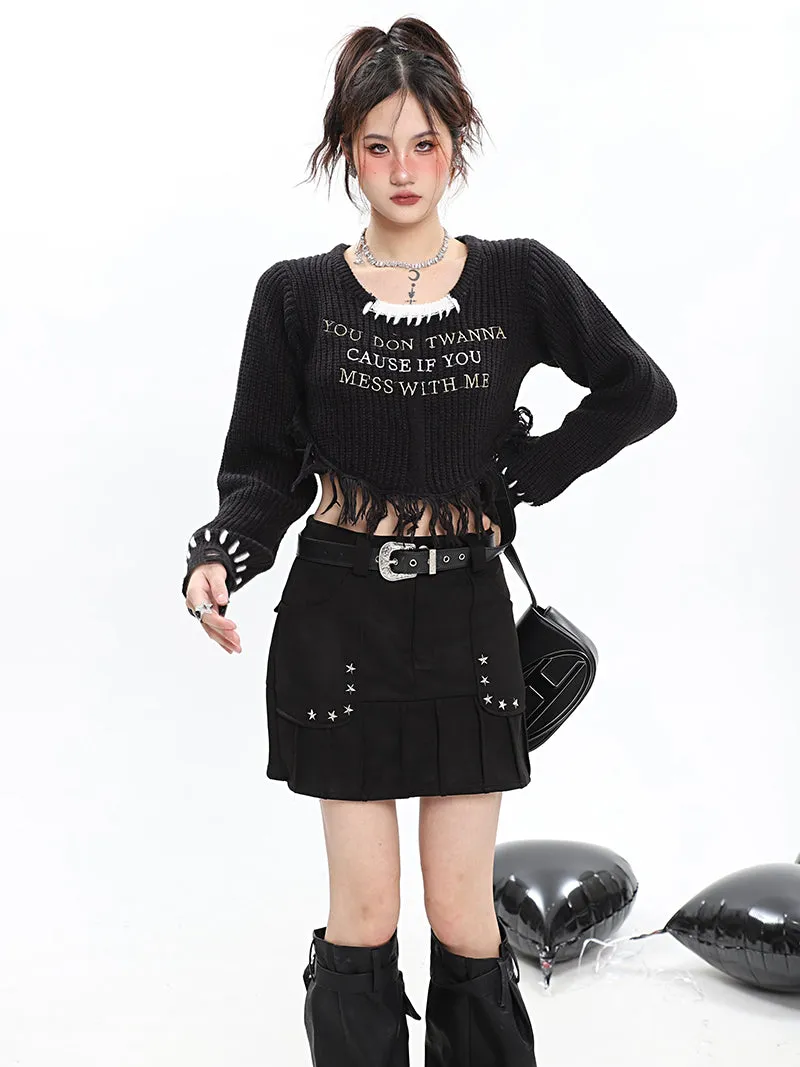 CAUSE IF YOU Knitted Cropped Sweater Top