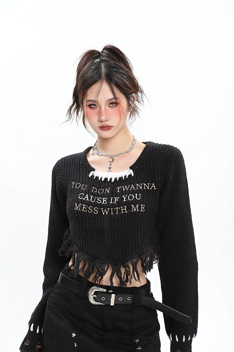 CAUSE IF YOU Knitted Cropped Sweater Top