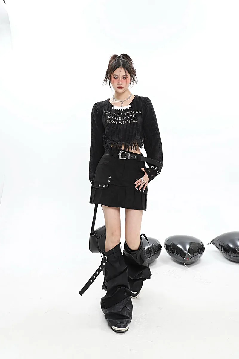 CAUSE IF YOU Knitted Cropped Sweater Top