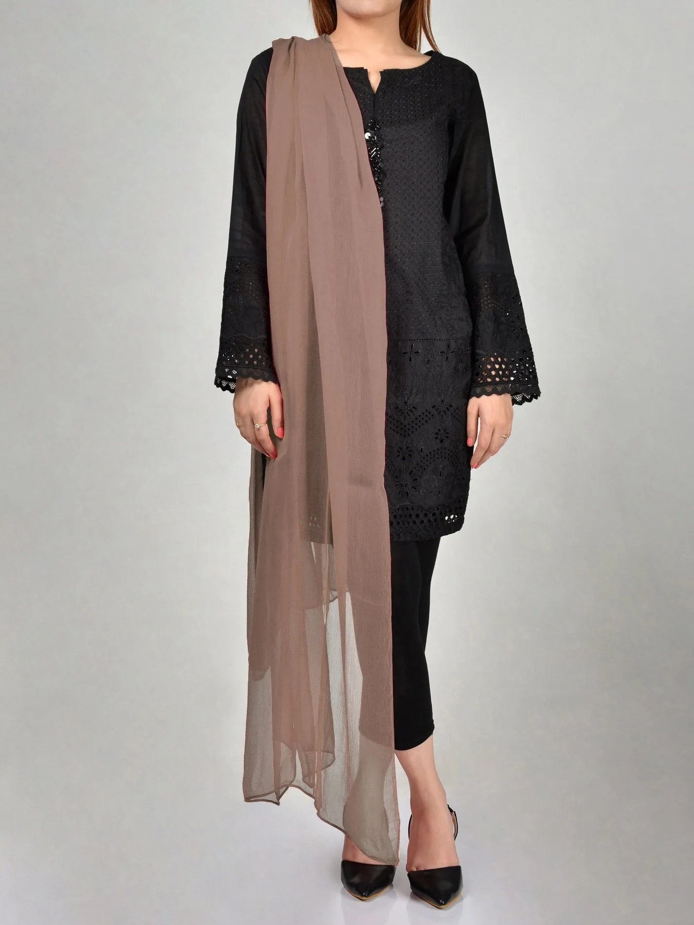 Chiffon Dupatta-Sand Grey