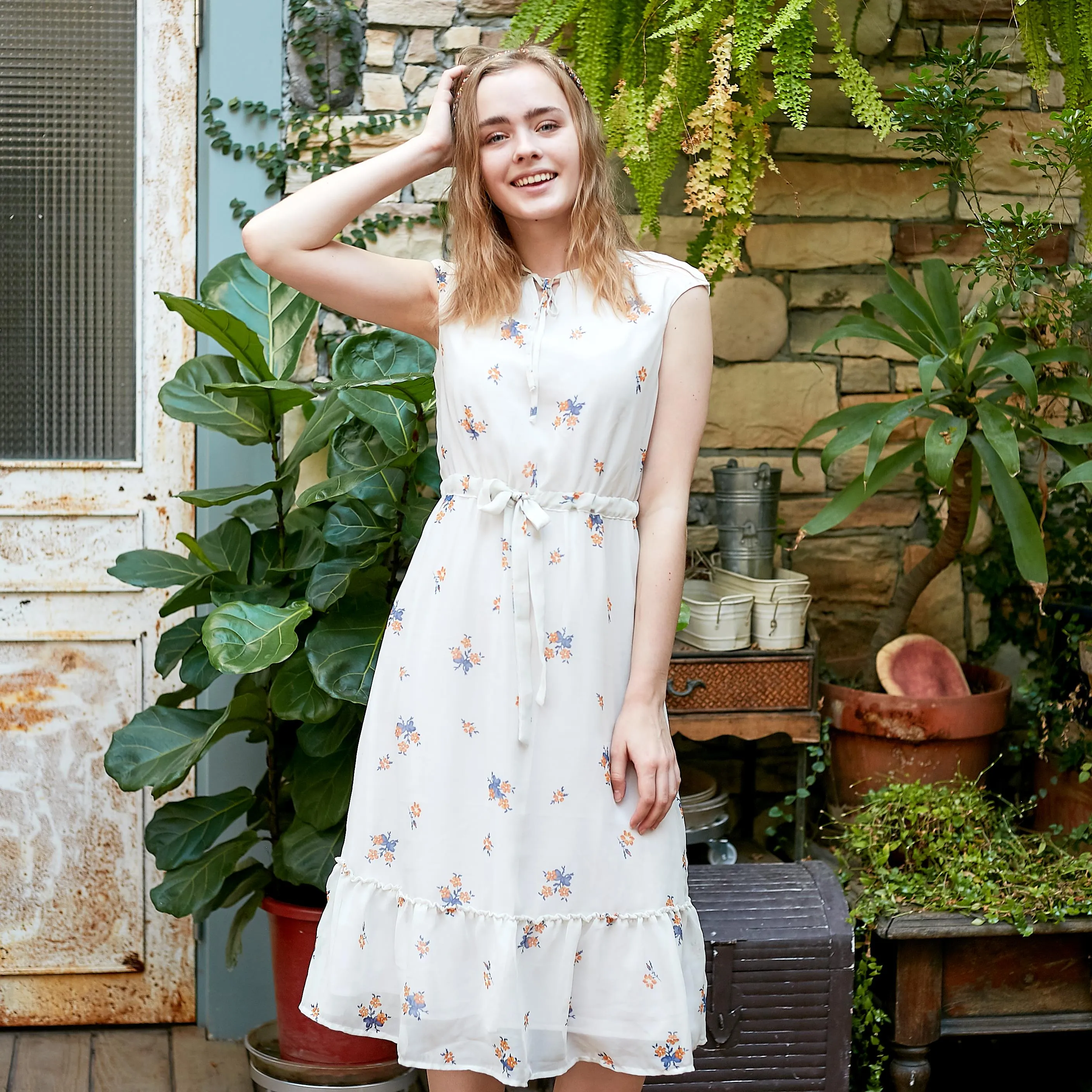 Chiffon floral swing dress