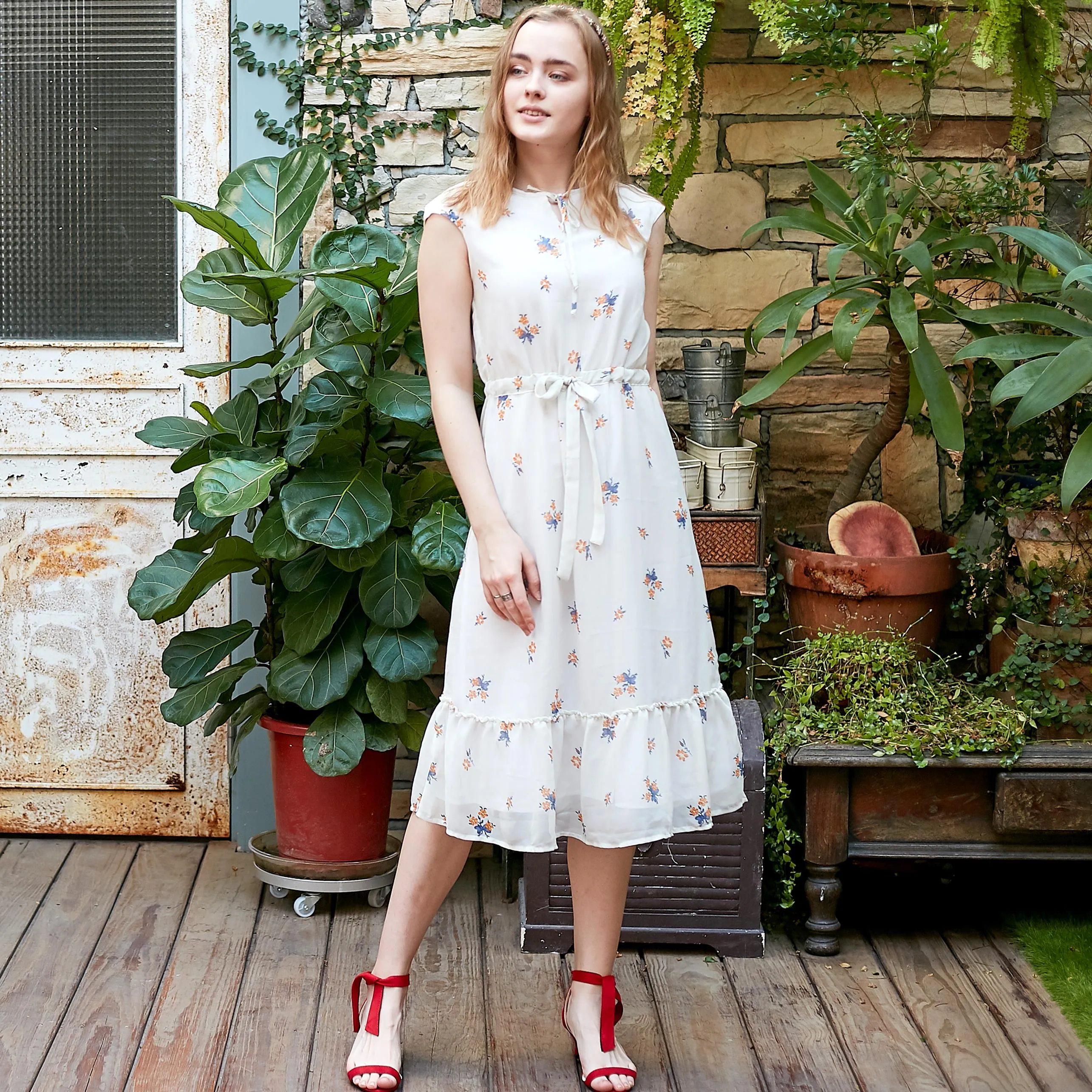 Chiffon floral swing dress