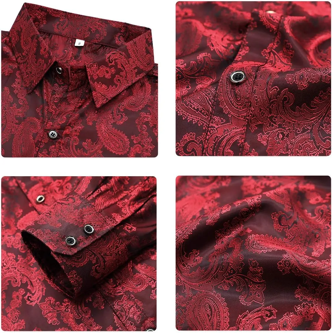 Cloudstyle Mens Paisley Shirt Long Sleeve Dress Shirt Button Down Casual Slim Fit