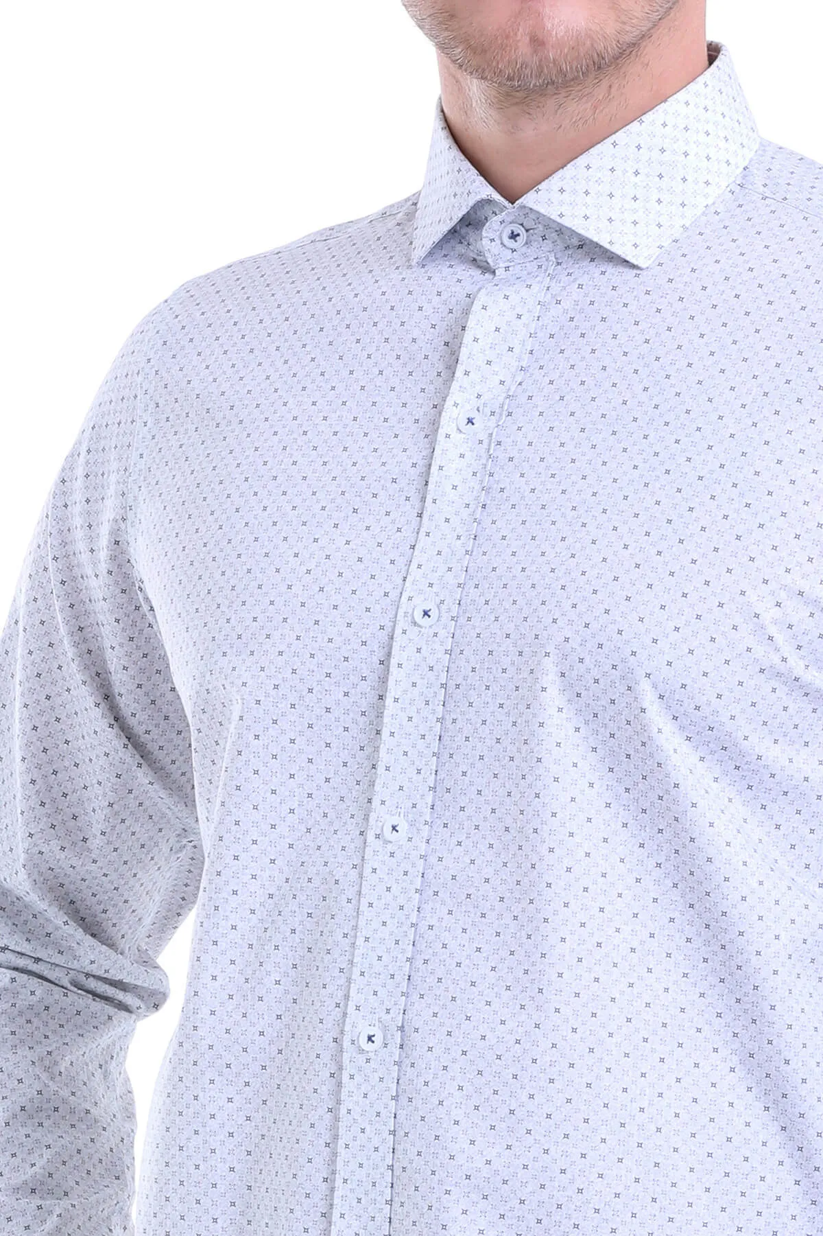Comfort Fit Printed Cotton Gray Casual Shirt