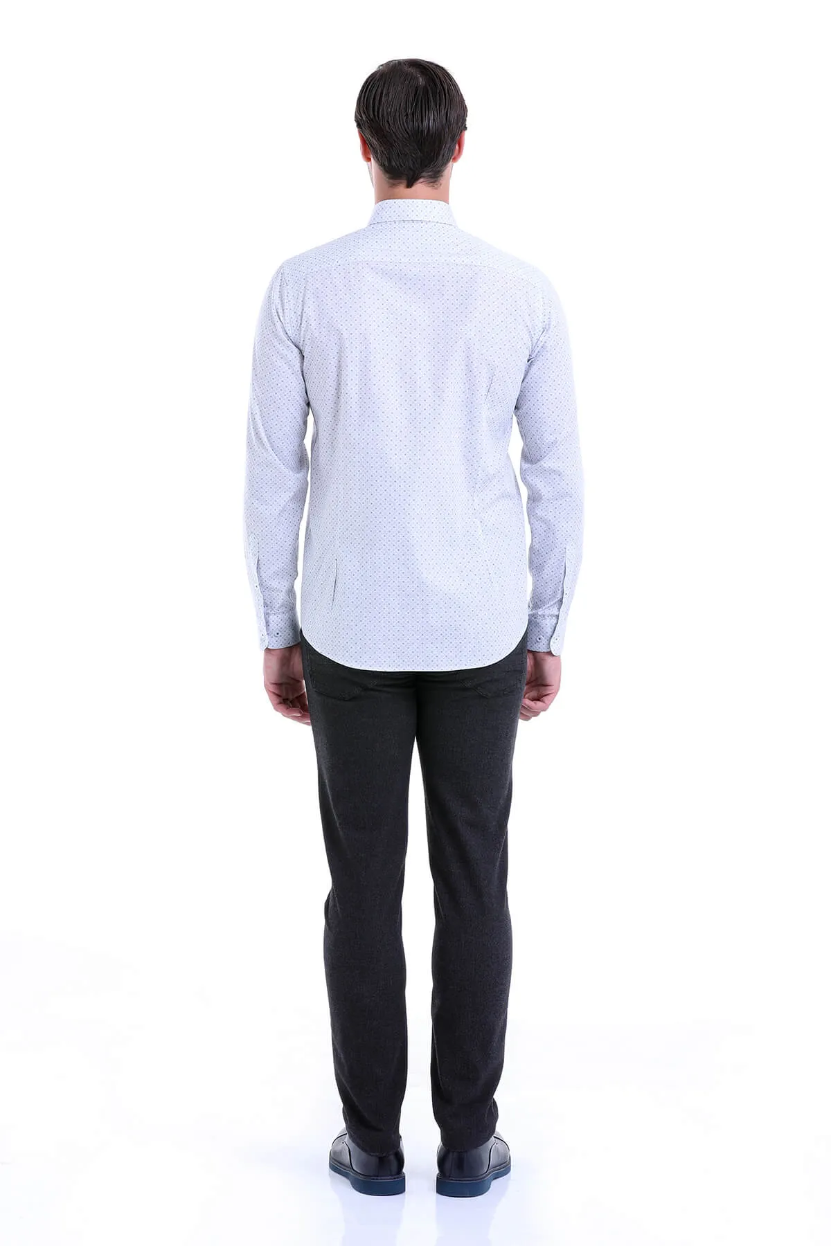Comfort Fit Printed Cotton Gray Casual Shirt
