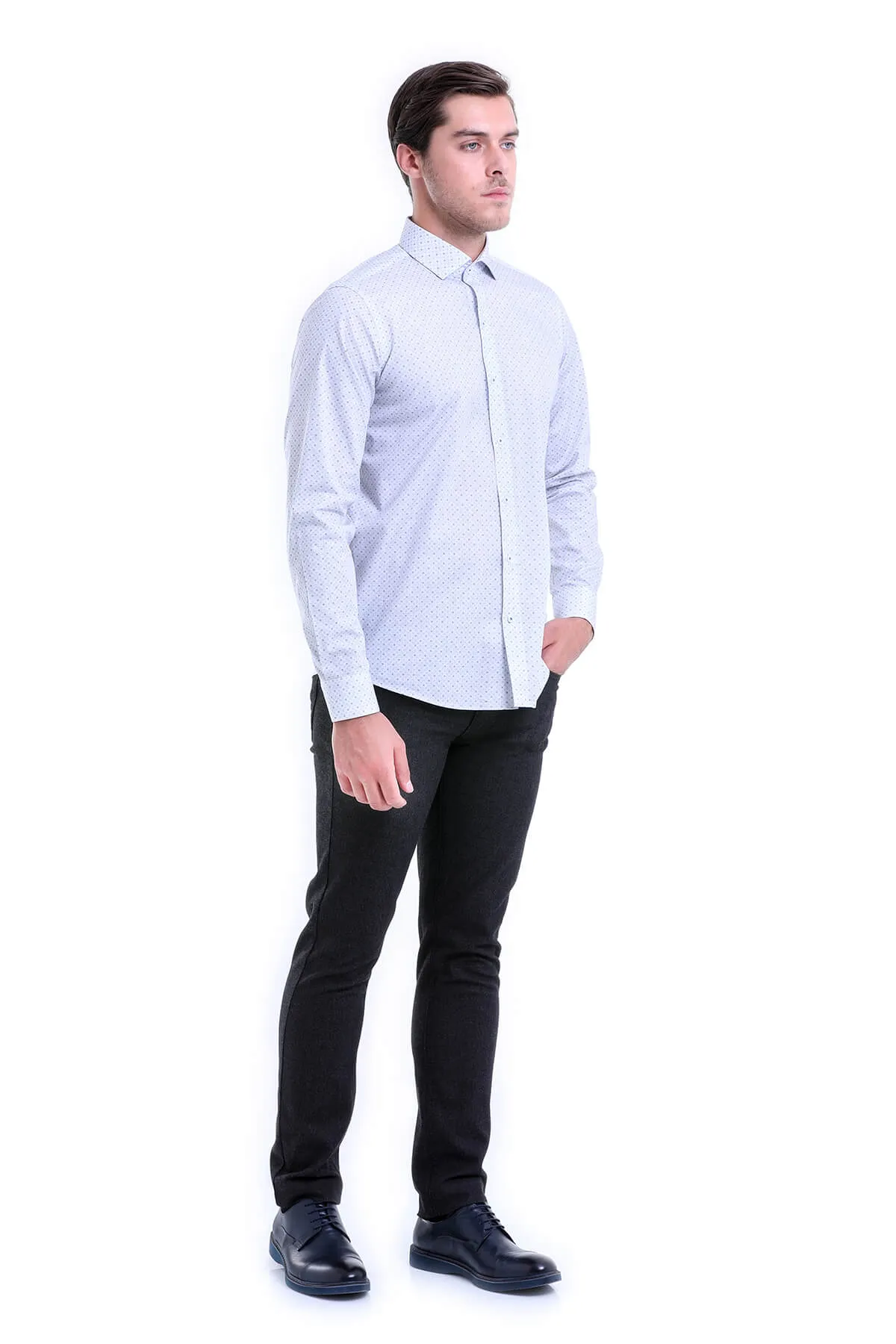 Comfort Fit Printed Cotton Gray Casual Shirt