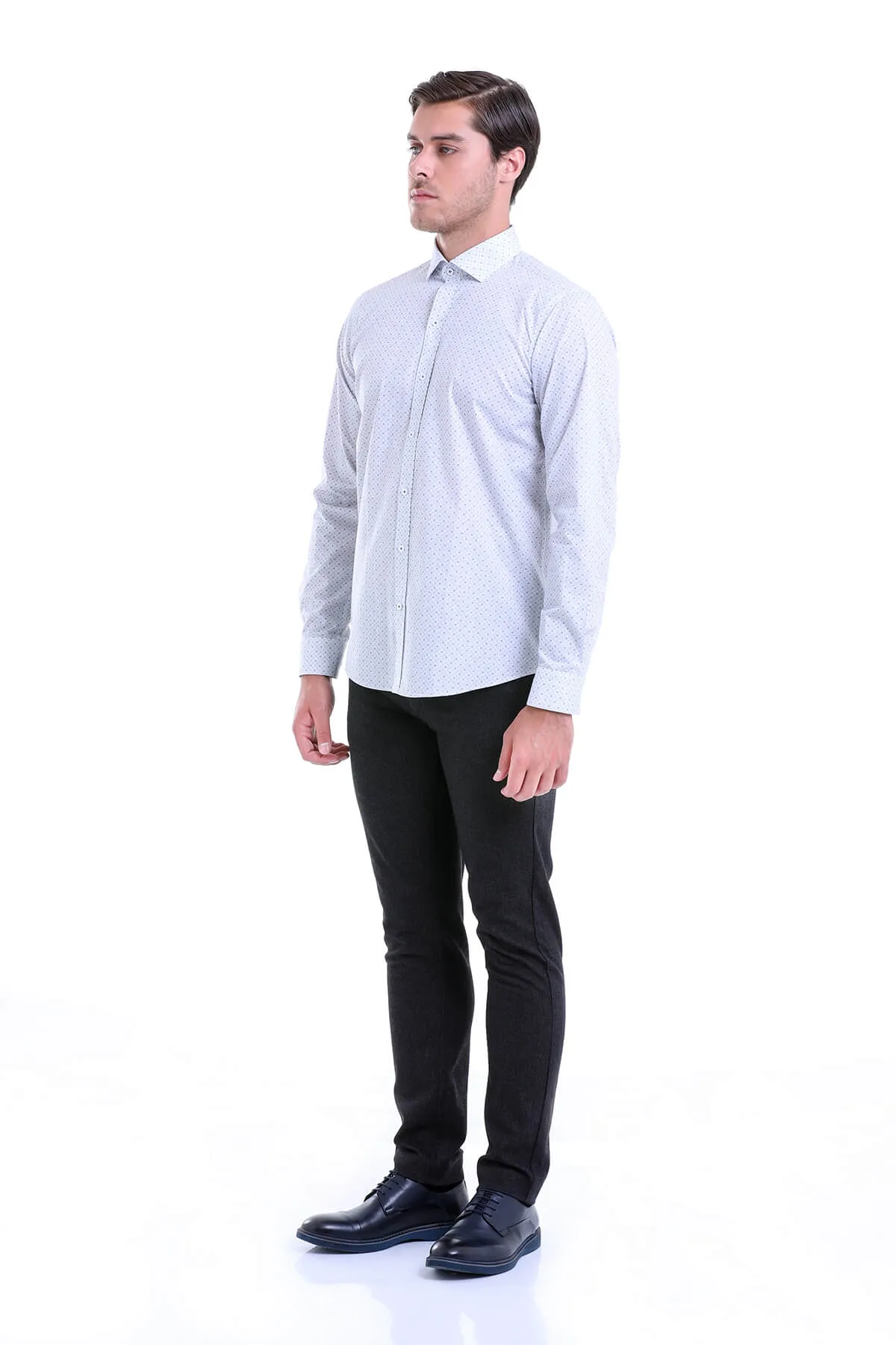 Comfort Fit Printed Cotton Gray Casual Shirt