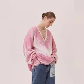 Contrast Colour Loose Wool Top