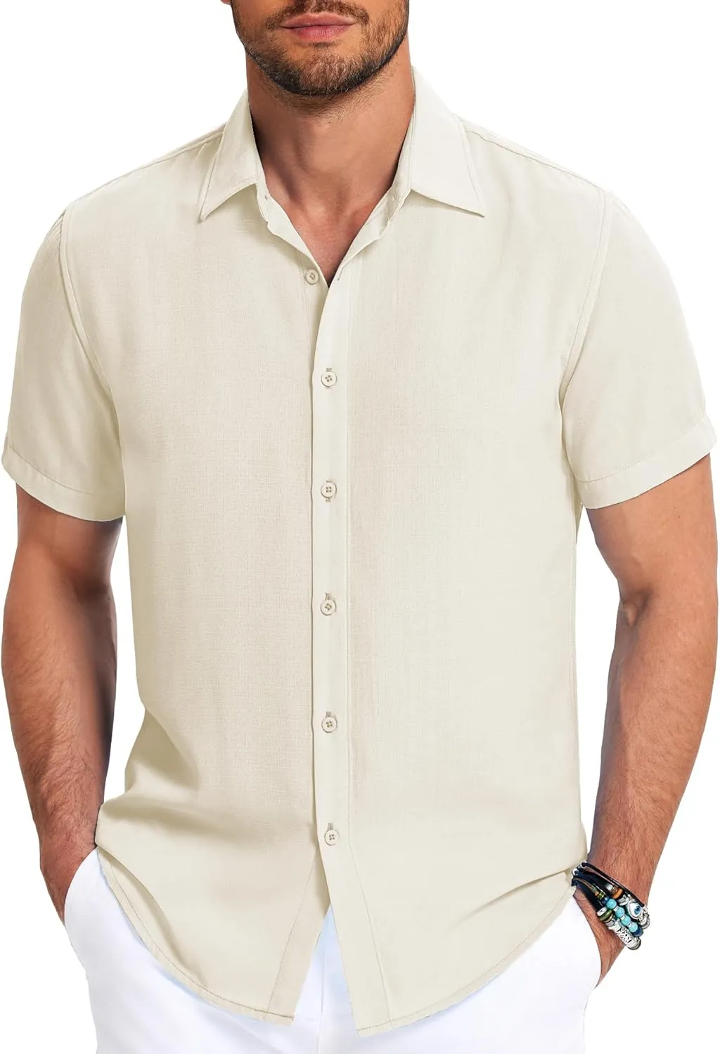 COOFANDY Men's Button Down Shirt Short Sleeve Casual Shirts for Summer Beach Vacation Shirts