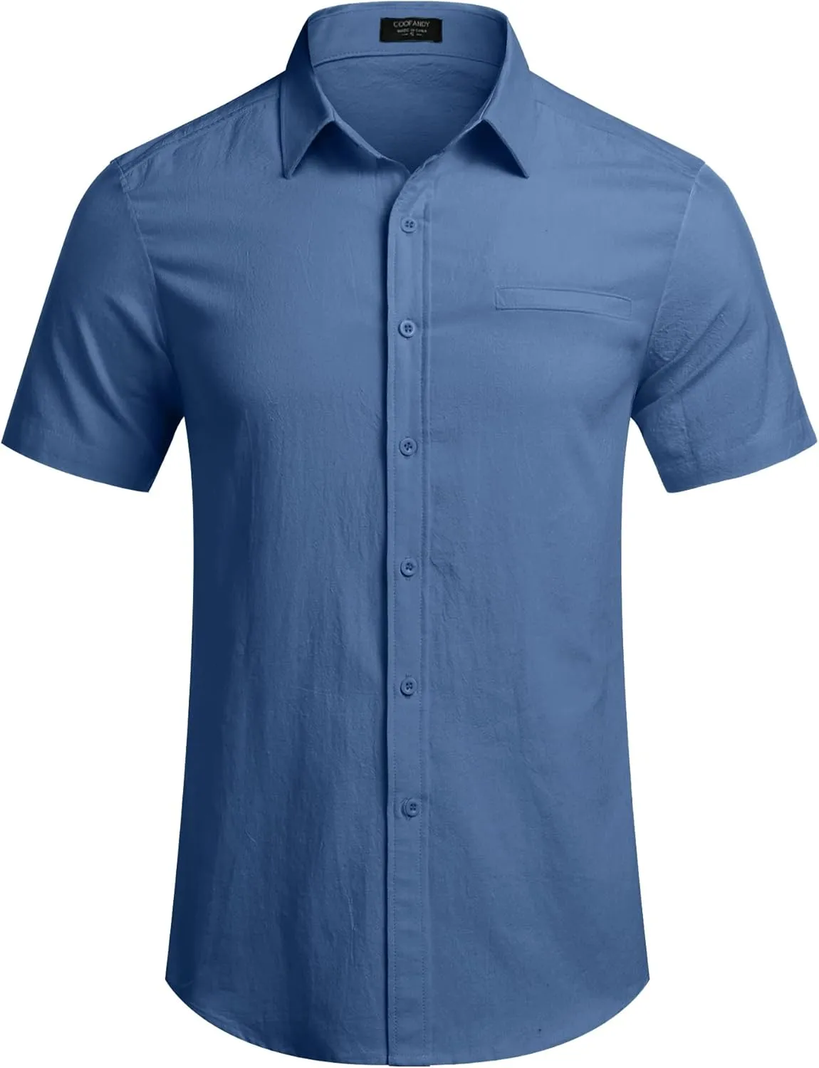 COOFANDY Mens Casual Linen Shirt Short Sleeve Button Down Shirt Summer Beach Hawaiian Shirts