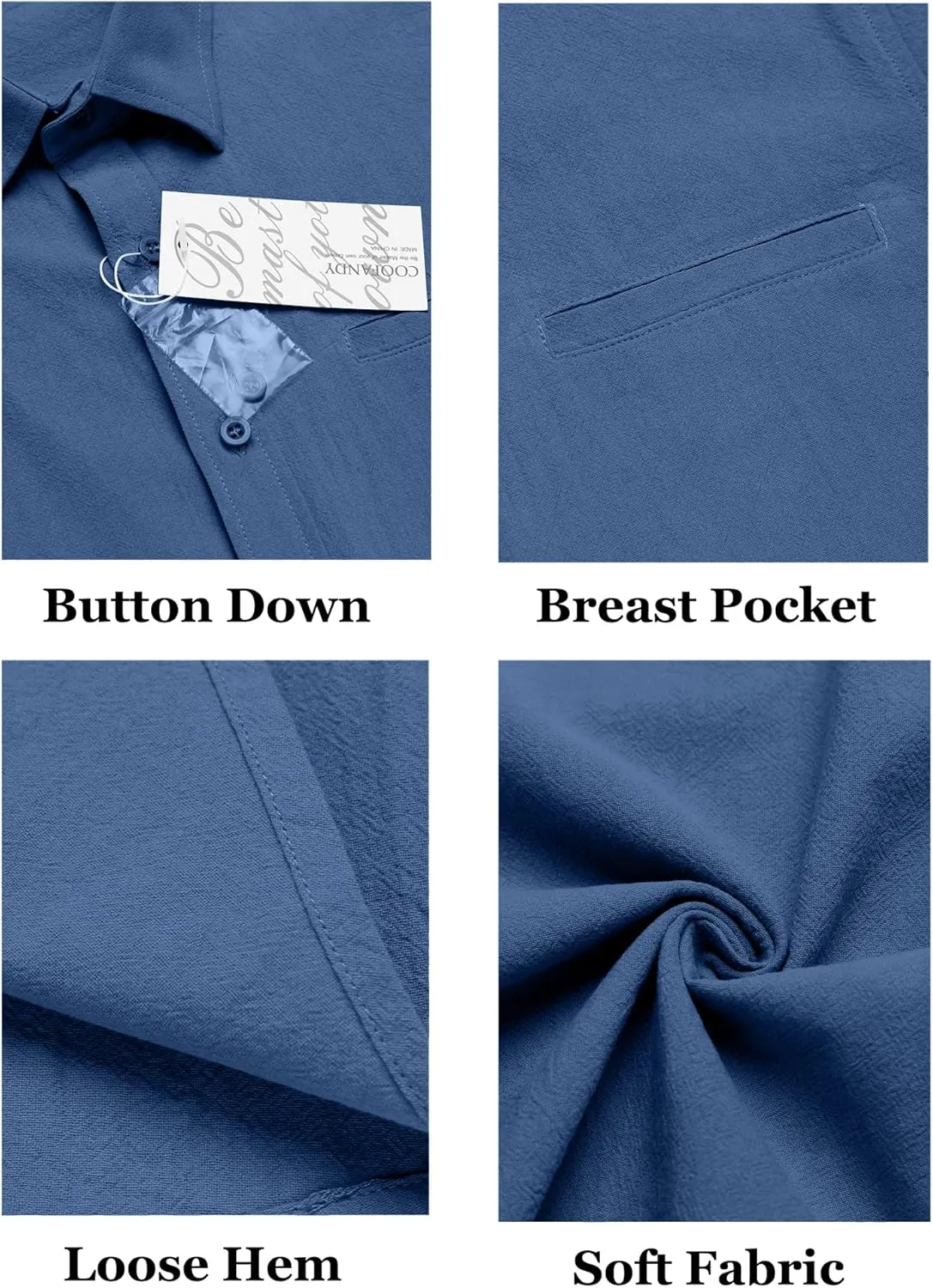COOFANDY Mens Casual Linen Shirt Short Sleeve Button Down Shirt Summer Beach Hawaiian Shirts