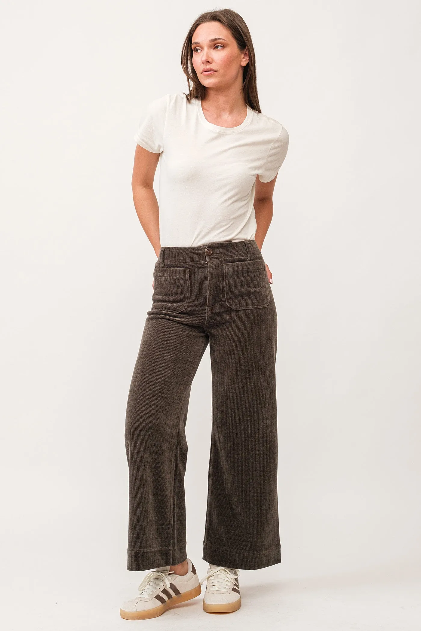 Dear John Audrey High Rise Wide Leg Jean in Dark Olive