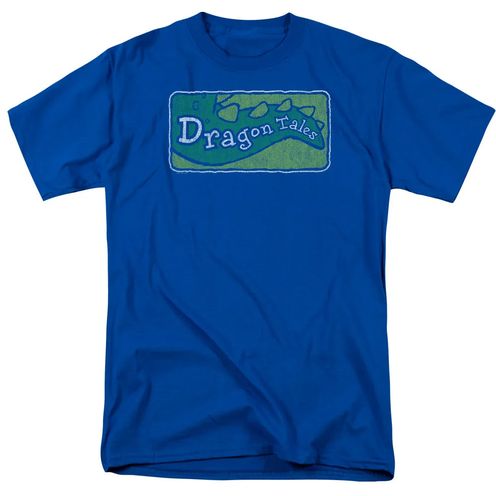 Dragon Tales Logo Distressed Mens T Shirt Royal Blue