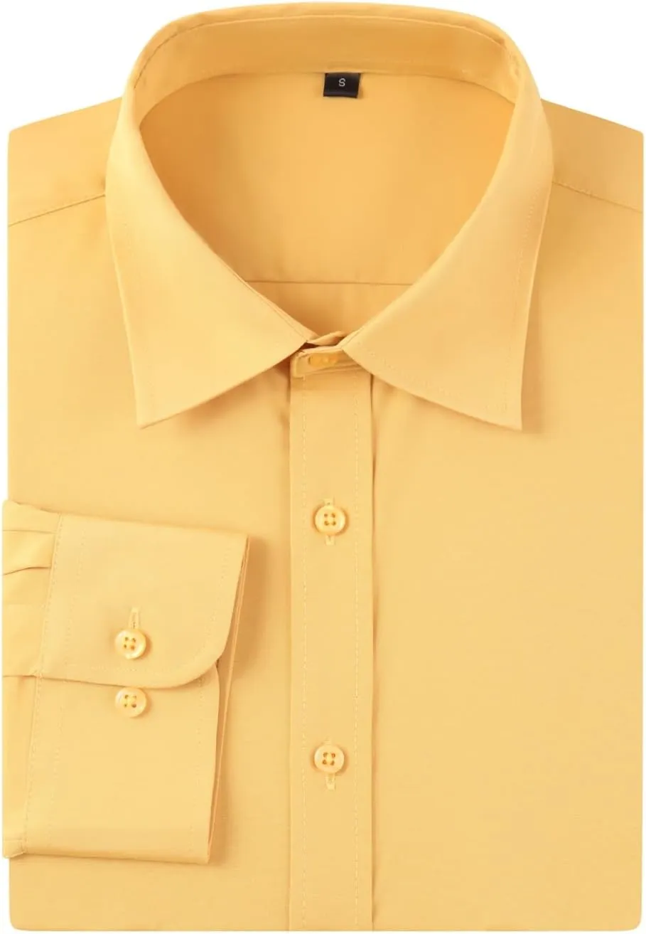 Dress Shirts for Men's Long Sleeve Button Down Shirt Slim Fit Business Formal Stretch Shirt