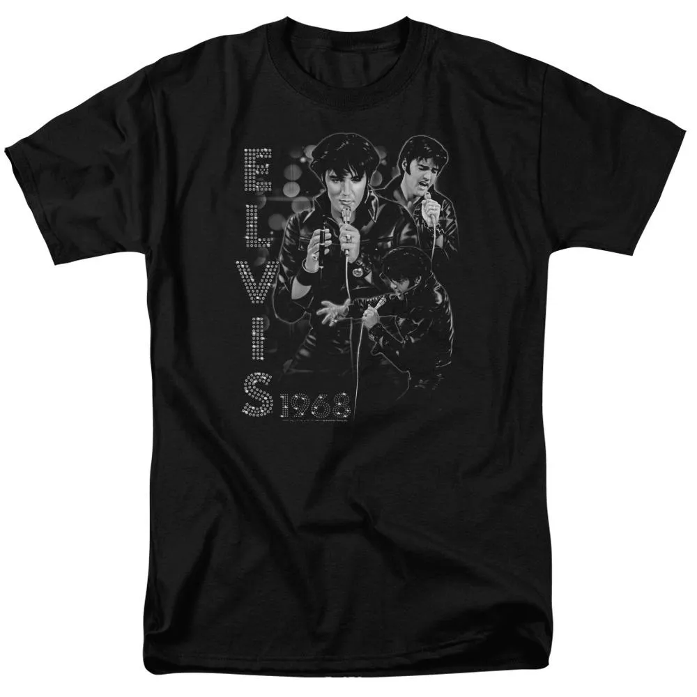 Elvis Presley Leathered Mens T Shirt Black