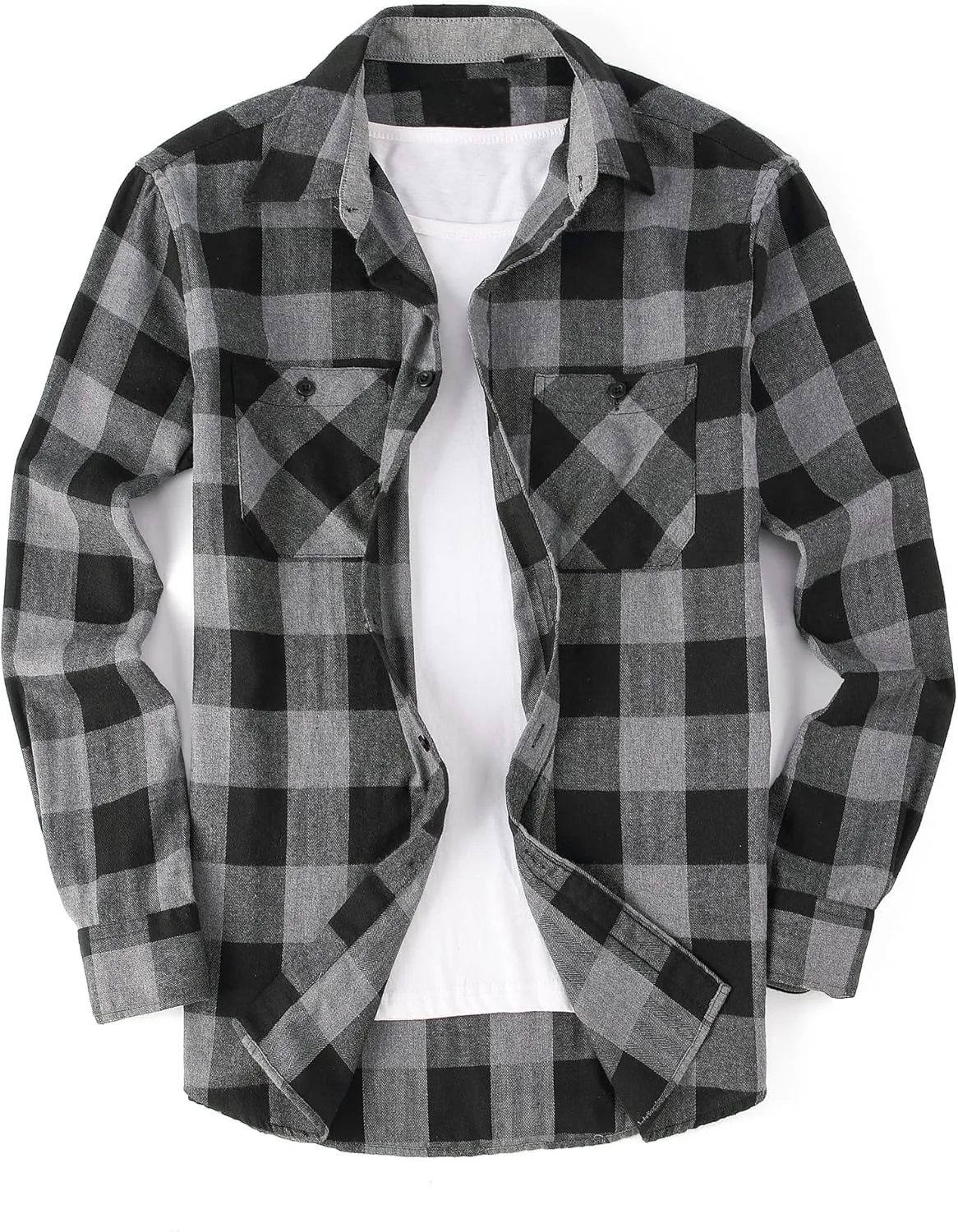 Esabel.C Mens Flannel Shirt Regular Fit Long Sleeve,Casual Button Down Plaid Flannel Shirt for Men