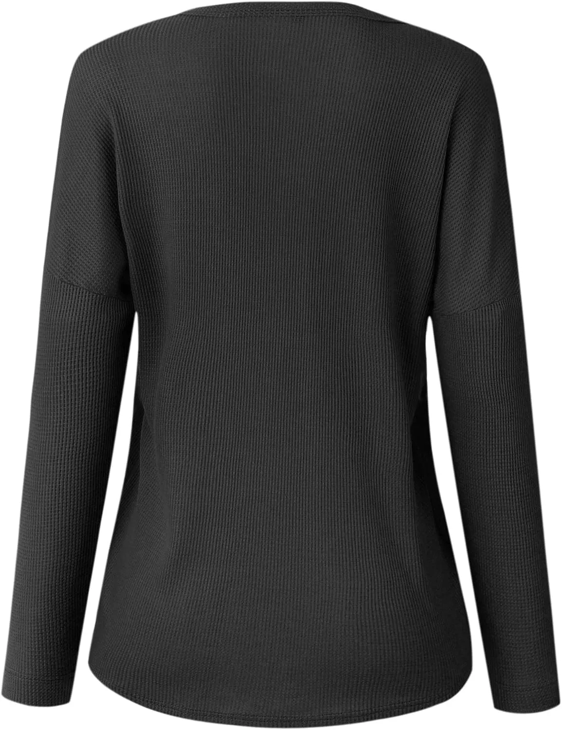 Famulily Women's Waffle Knit Tunic Tops Loose Long Sleeve Button Up V Neck Henley Shirts
