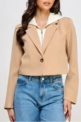 First Class Cropped Hoodie Blazer