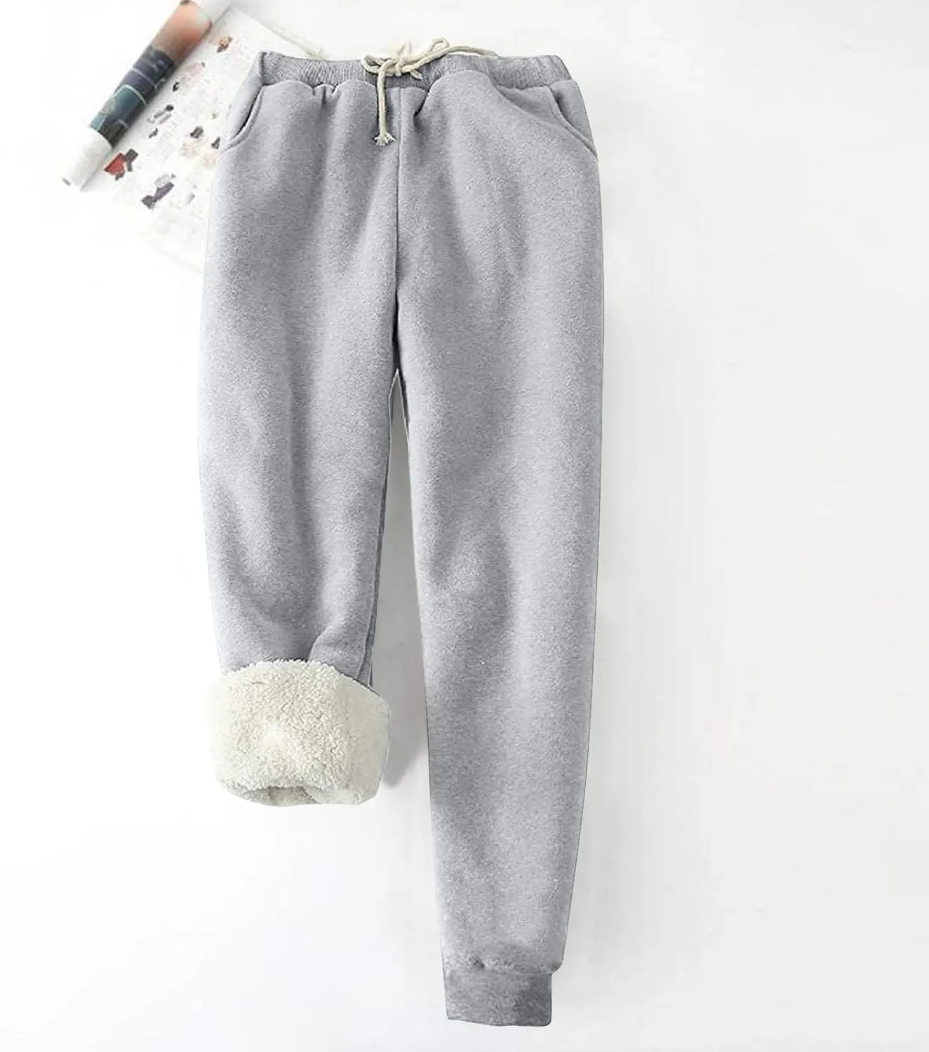 Fleece Joggers for Women Winter Warm Sweatpants Women Sherpa Lined Sweatpants with Pocket Athletic Sweatpants