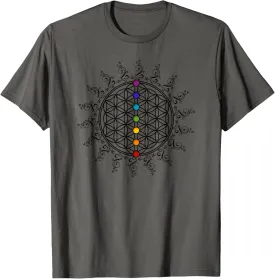 Flower of Life Sacred Geometry Yoga Chakras Meditation Shirt T-Shirt